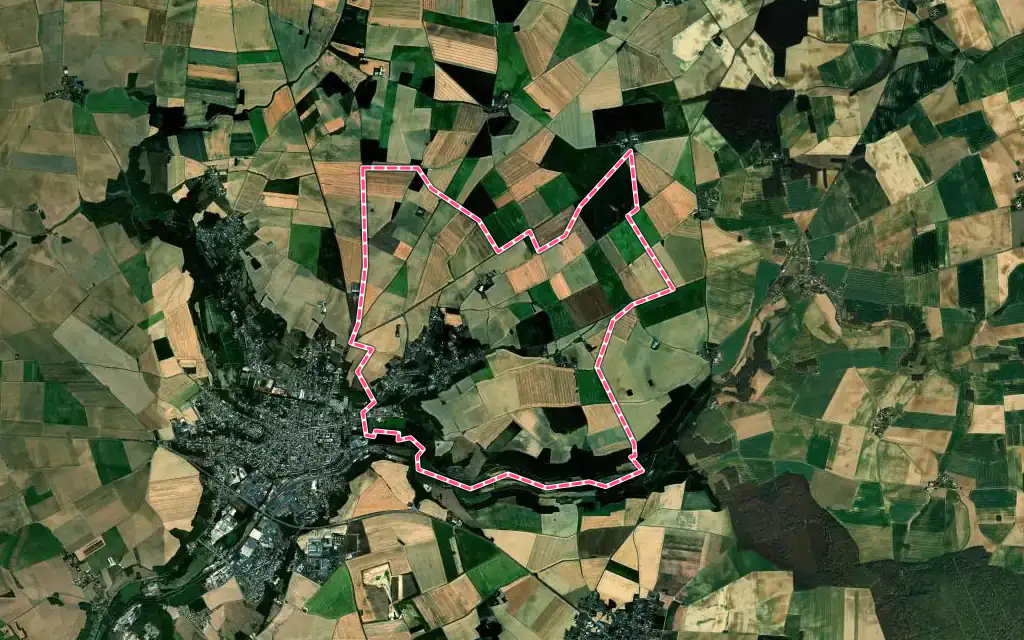Vue satellite de Saint-Brice avec ses contours administratifs