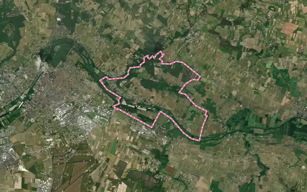 Vue satellite de Saint-Brice avec ses contours administratifs