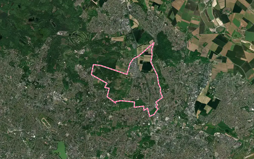 Vue satellite de Saint-Brice-sous-Forêt avec ses contours administratifs