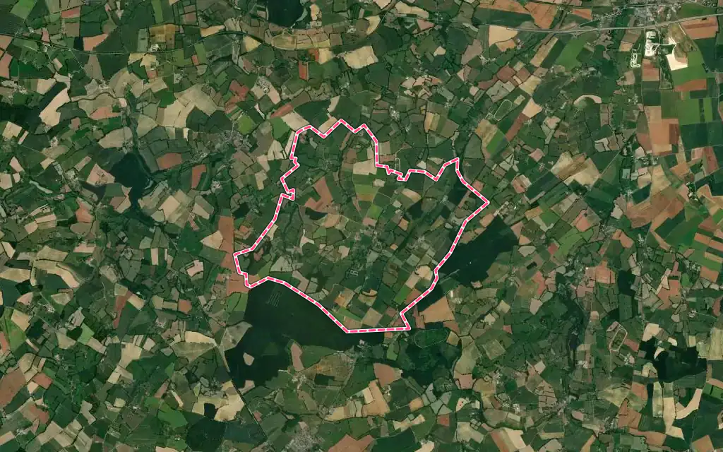 Vue satellite de Saint-Brice-sous-Rânes avec ses contours administratifs