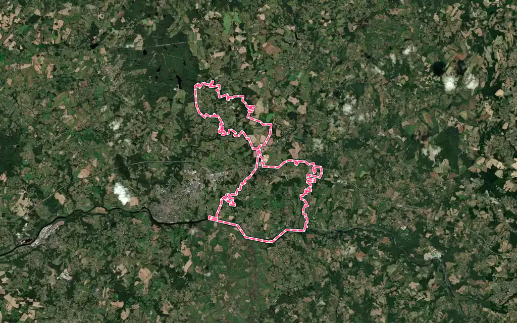 Vue satellite de Saint-Brice-sur-Vienne avec ses contours administratifs