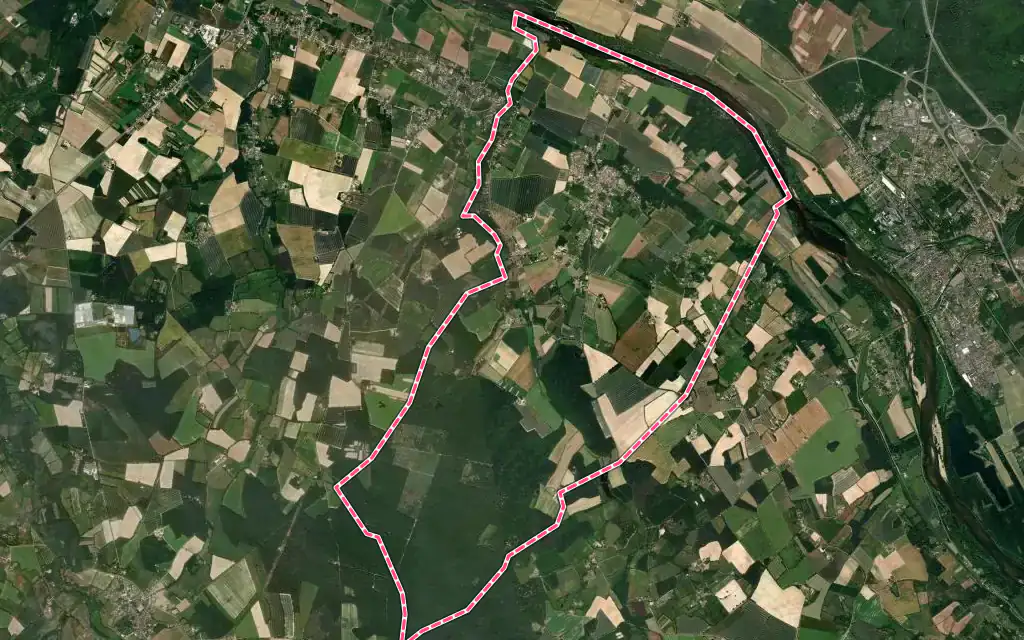 Vue satellite de Saint-Brisson-sur-Loire avec ses contours administratifs