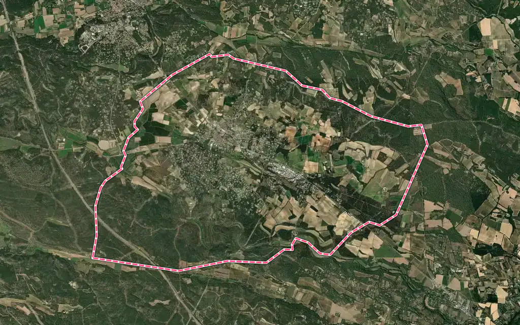 Vue satellite de Saint-Cannat avec ses contours administratifs