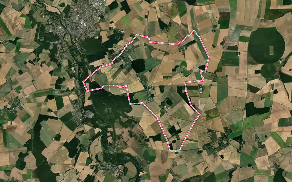 Vue satellite de Saint-Caprais avec ses contours administratifs