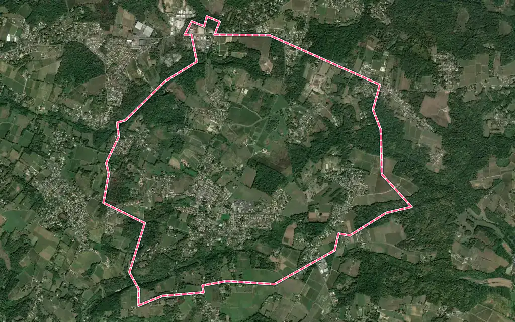 Vue satellite de Saint-Caprais-de-Bordeaux avec ses contours administratifs