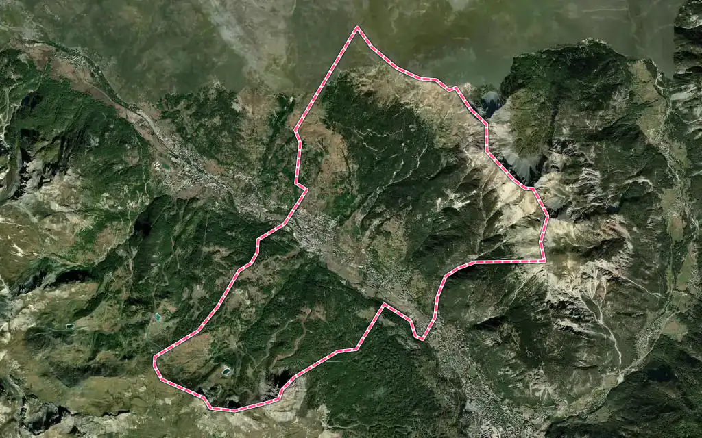 Vue satellite de Saint-Chaffrey avec ses contours administratifs