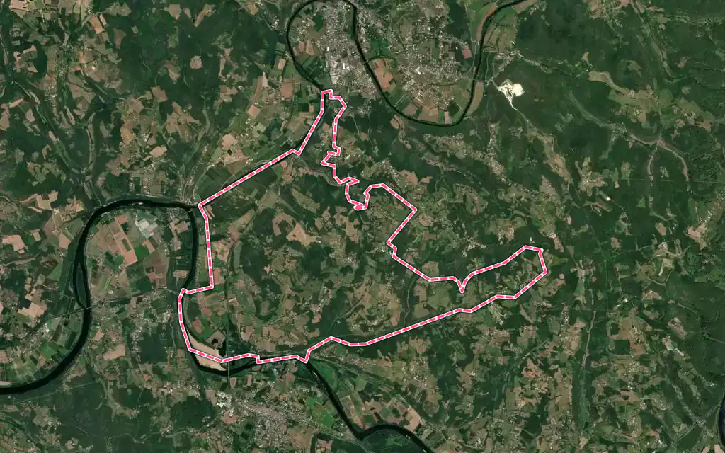 Vue satellite de Saint-Chamassy avec ses contours administratifs