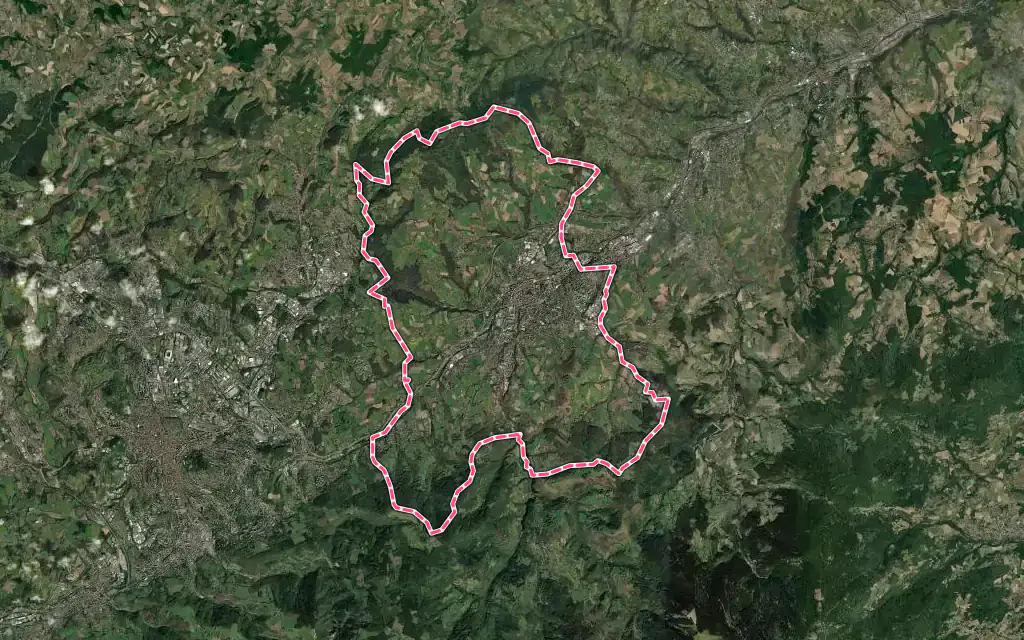 Vue satellite de Saint-Chamond avec ses contours administratifs