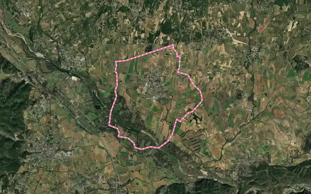 Vue satellite de Saint-Chaptes avec ses contours administratifs