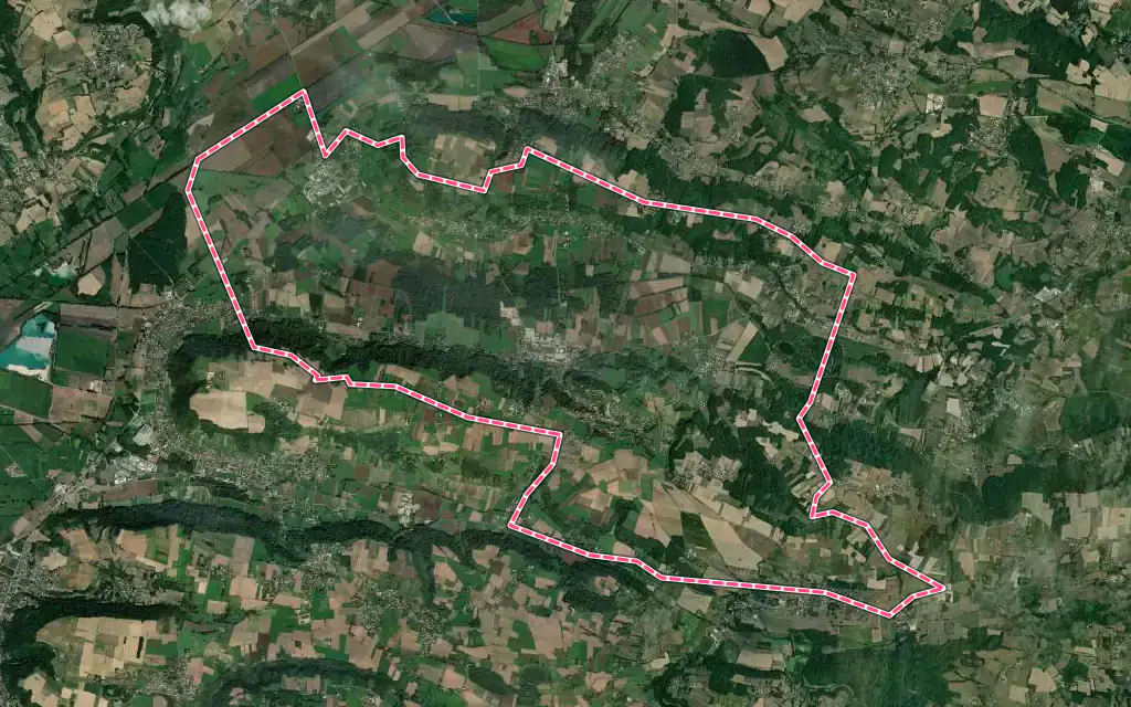 Vue satellite de Saint-Chef avec ses contours administratifs
