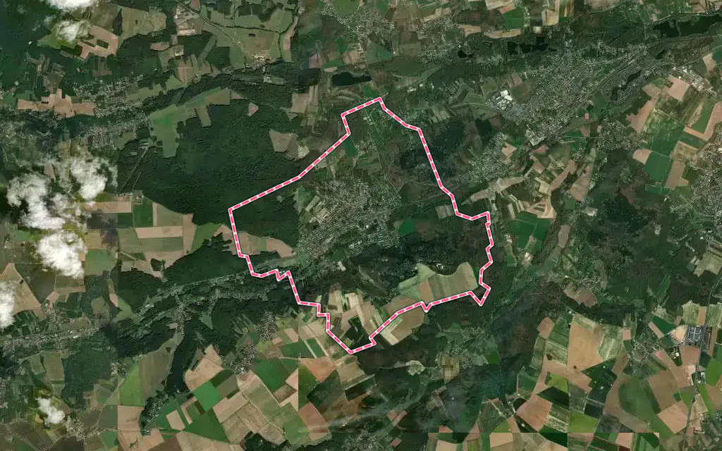 Vue satellite de Saint-Chéron avec ses contours administratifs