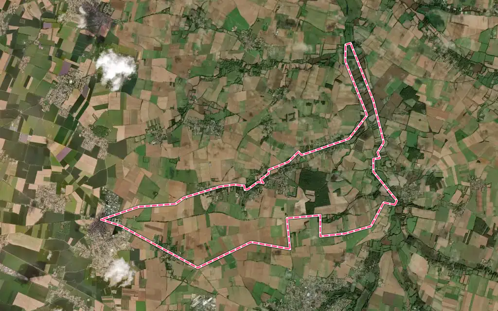 Vue satellite de Saint-Christophe avec ses contours administratifs