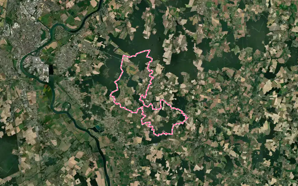 Vue satellite de Saint-Christophe-en-Bresse avec ses contours administratifs
