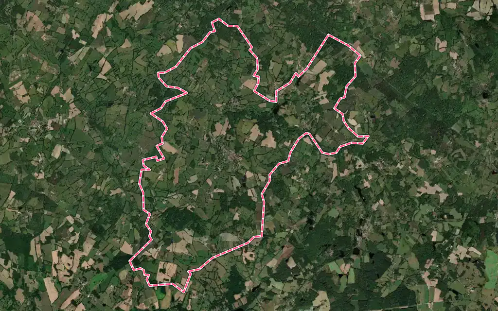 Vue satellite de Saint-Christophe avec ses contours administratifs