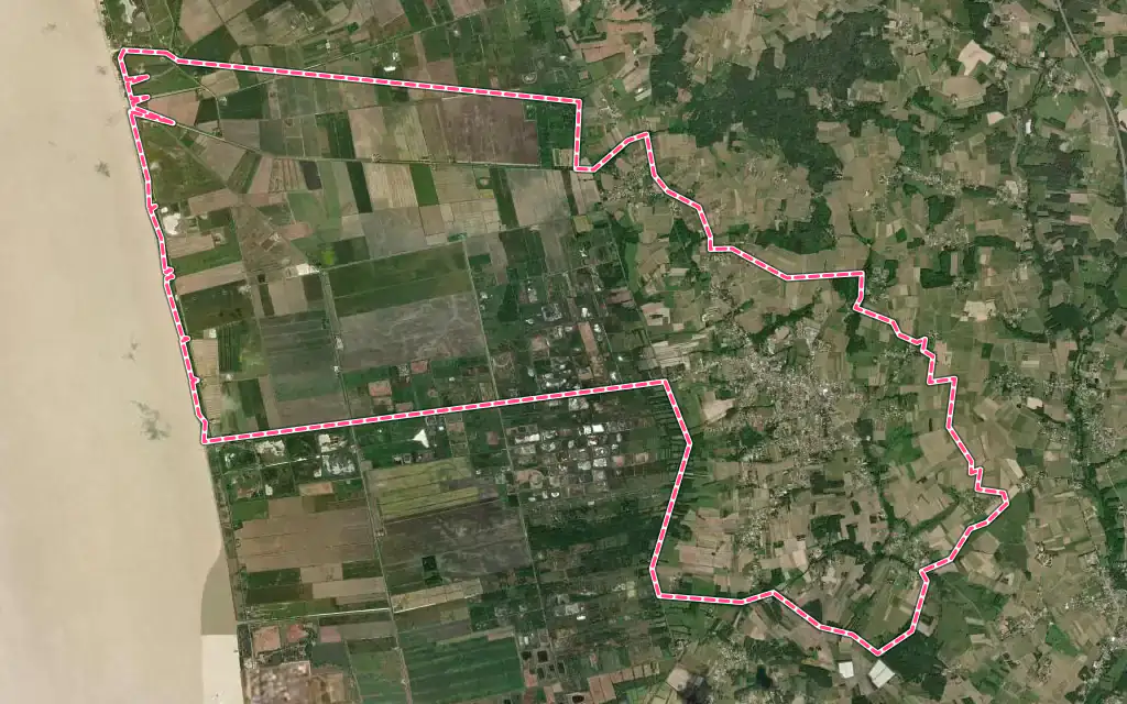 Vue satellite de Saint-Ciers-sur-Gironde avec ses contours administratifs