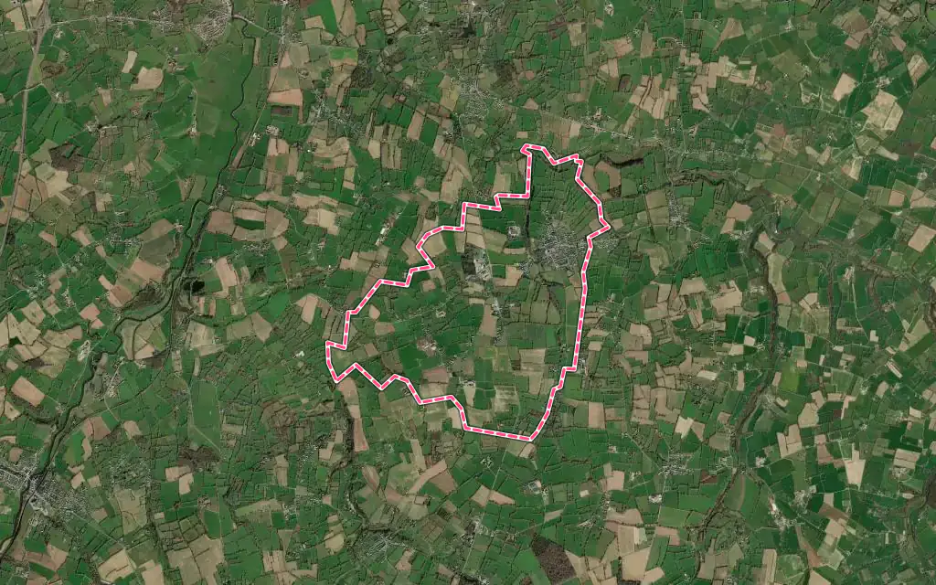 Vue satellite de Saint-Clair-sur-l'Elle avec ses contours administratifs