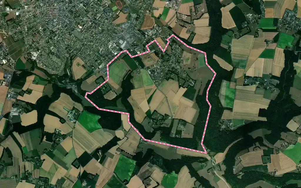 Vue satellite de Saint-Clair-sur-les-Monts avec ses contours administratifs