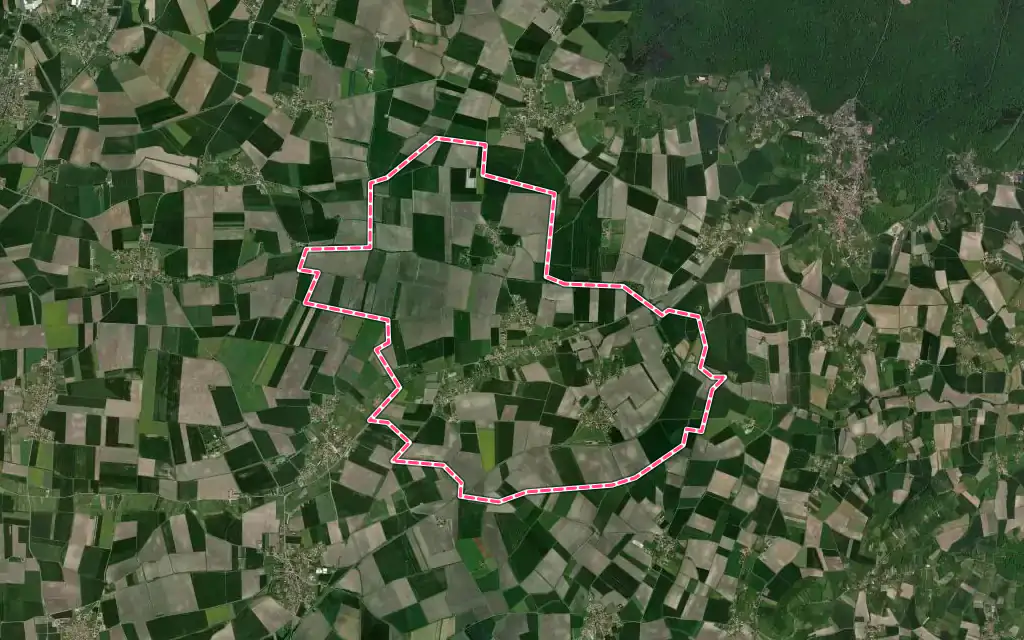 Vue satellite de Saint-Clément-de-Régnat avec ses contours administratifs