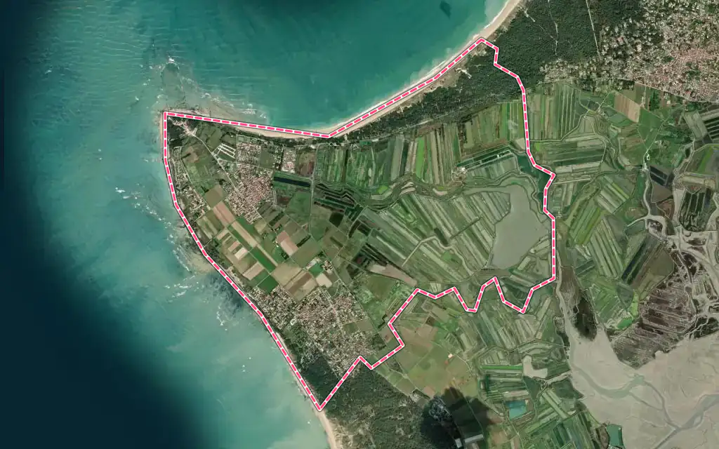 Vue satellite de Saint-Clément-des-Baleines avec ses contours administratifs
