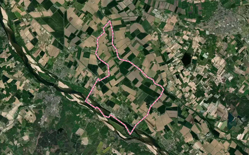 Vue satellite de Saint-Clément-des-Levées avec ses contours administratifs