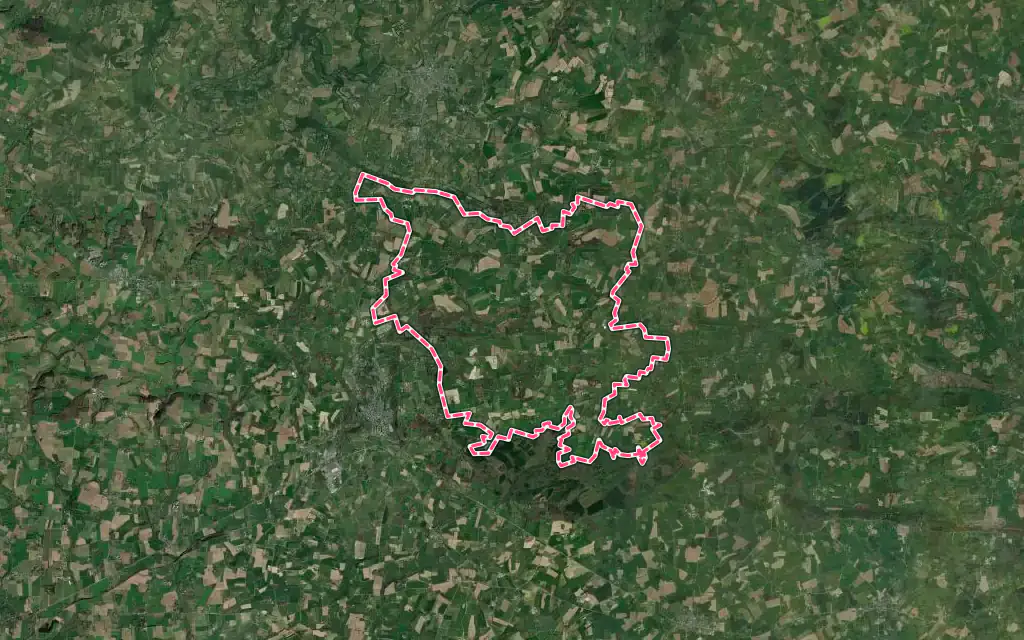 Vue satellite de Saint-Clément-Rancoudray avec ses contours administratifs