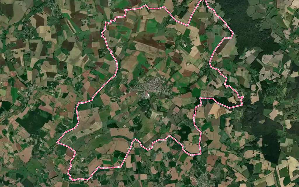 Vue satellite de Saint-Cosme-en-Vairais avec ses contours administratifs