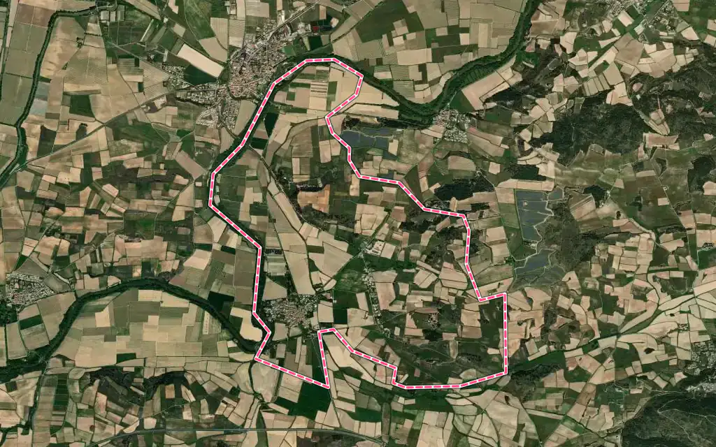 Vue satellite de Saint-Couat-d'Aude avec ses contours administratifs