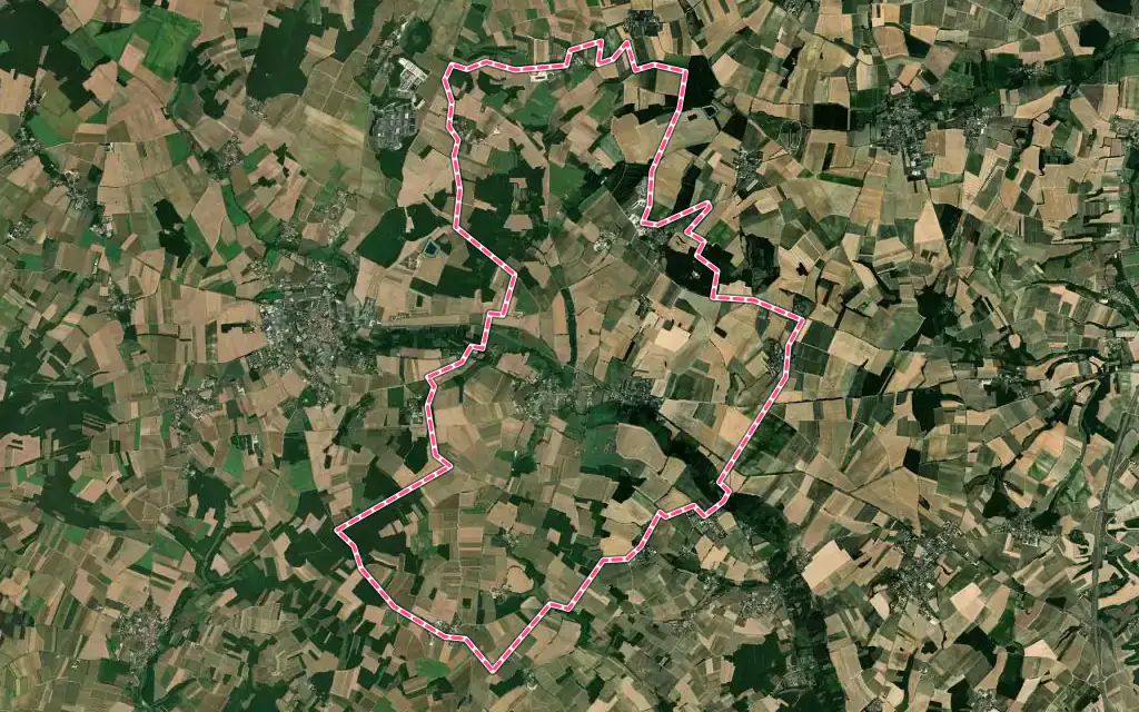 Vue satellite de Saint-Cybardeaux avec ses contours administratifs
