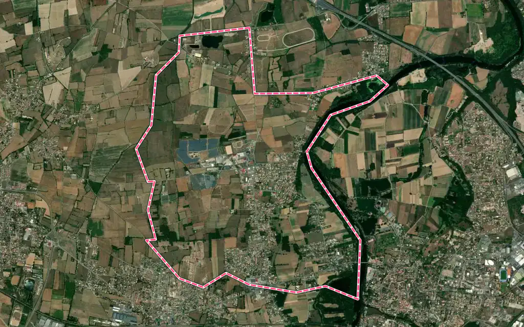 Vue satellite de Saint-Cyprien avec ses contours administratifs