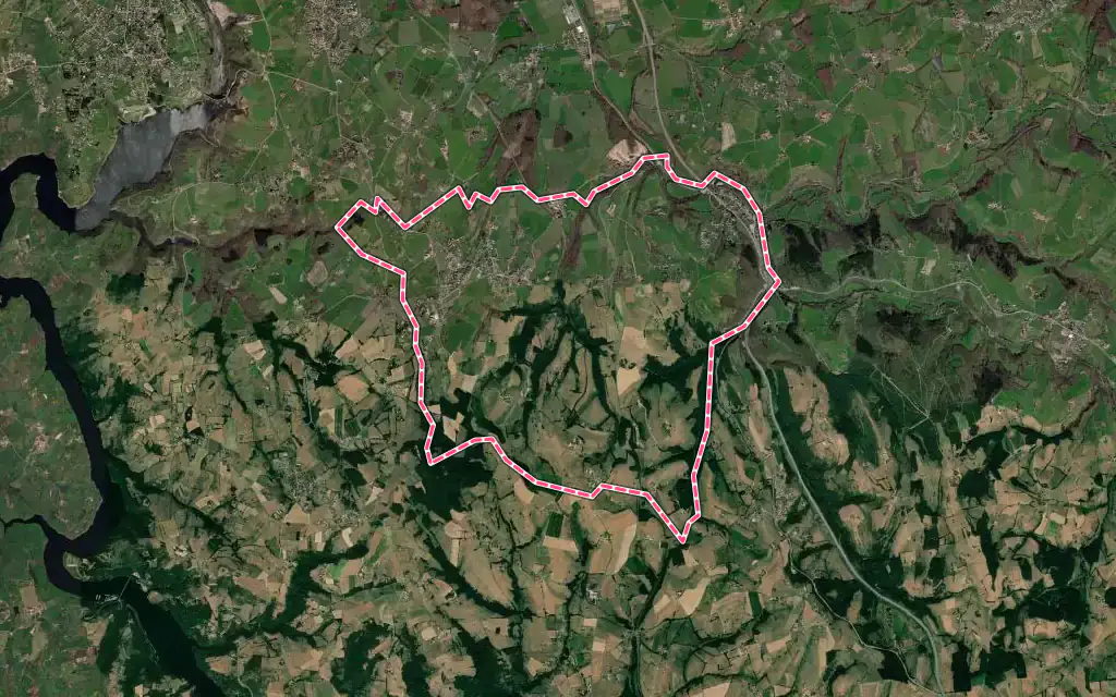 Vue satellite de Saint-Cyr-de-Favières avec ses contours administratifs