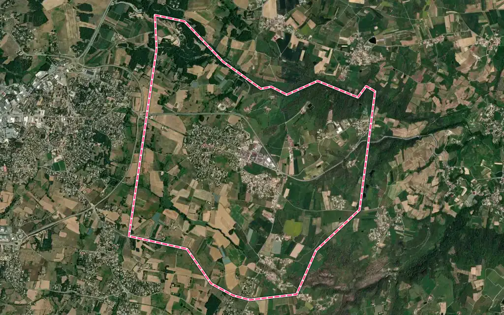 Vue satellite de Saint-Cyr avec ses contours administratifs