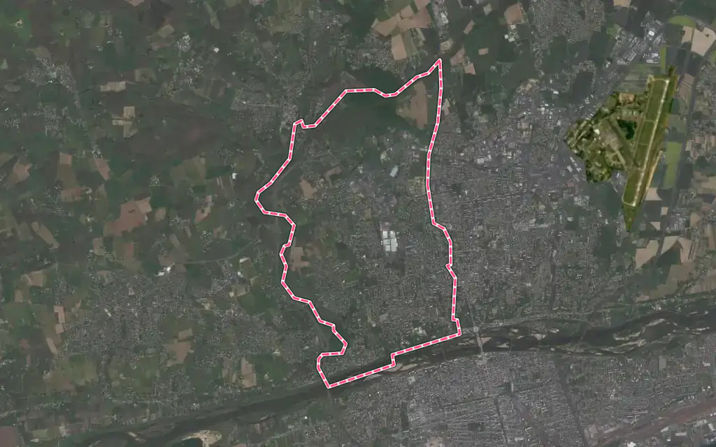 Vue satellite de Saint-Cyr-sur-Loire avec ses contours administratifs