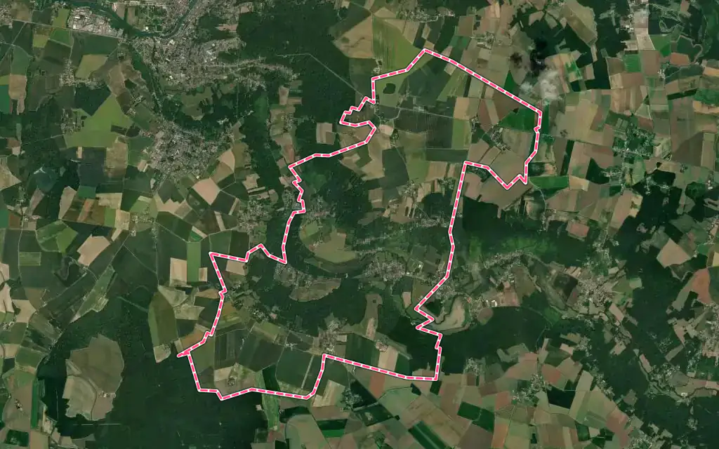 Vue satellite de Saint-Cyr-sur-Morin avec ses contours administratifs