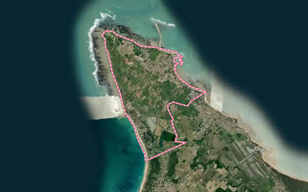 Vue satellite de Saint-Denis-d'Oléron avec ses contours administratifs