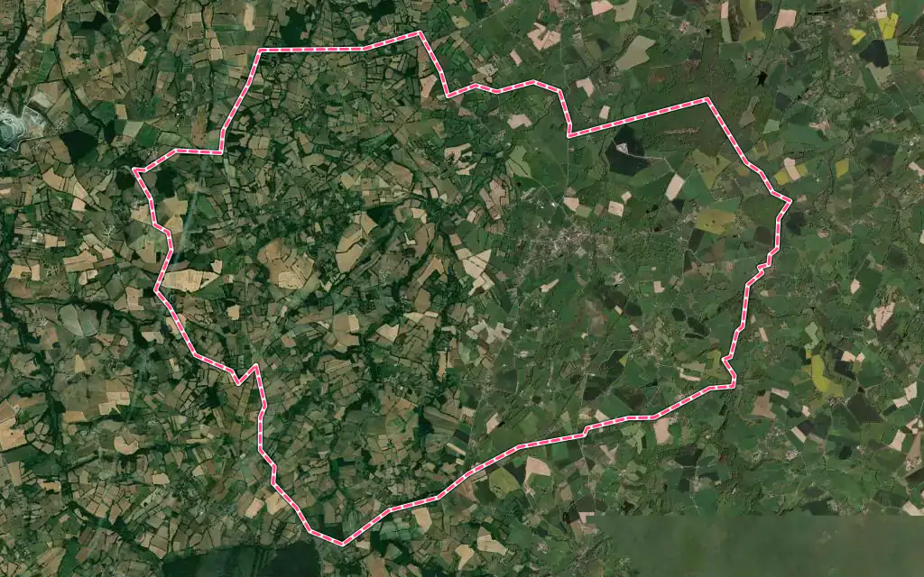 Vue satellite de Saint-Denis-de-Jouhet avec ses contours administratifs