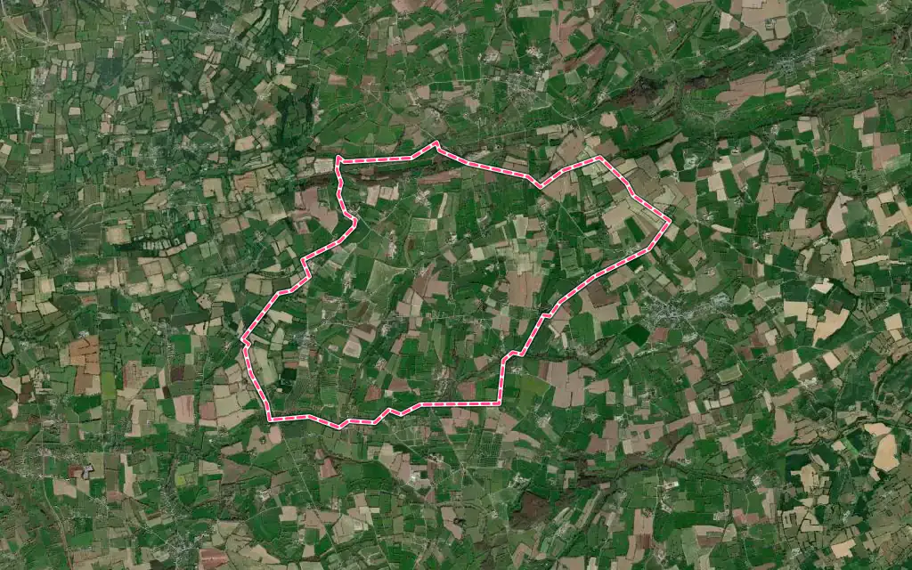 Vue satellite de Saint-Denis-le-Vêtu avec ses contours administratifs