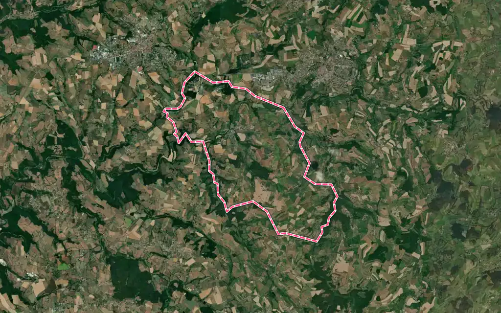 Vue satellite de Saint-Denis-sur-Coise avec ses contours administratifs