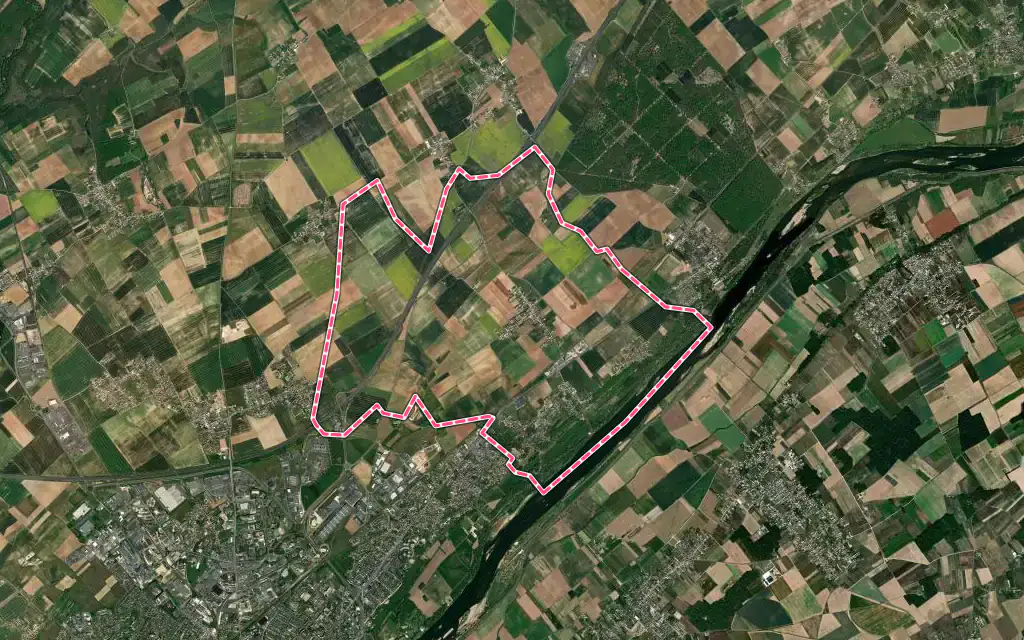 Vue satellite de Saint-Denis-sur-Loire avec ses contours administratifs