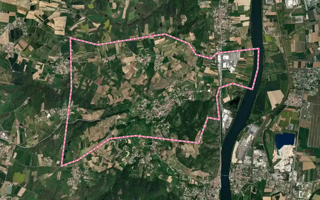 Vue satellite de Saint-Désirat avec ses contours administratifs