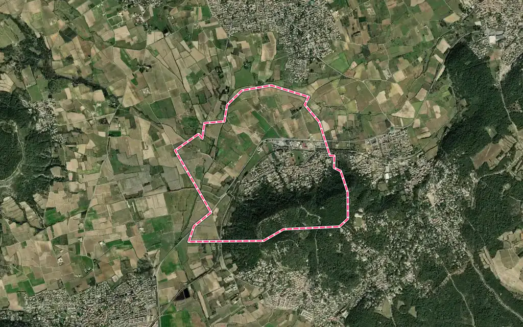 Vue satellite de Saint-Dionisy avec ses contours administratifs