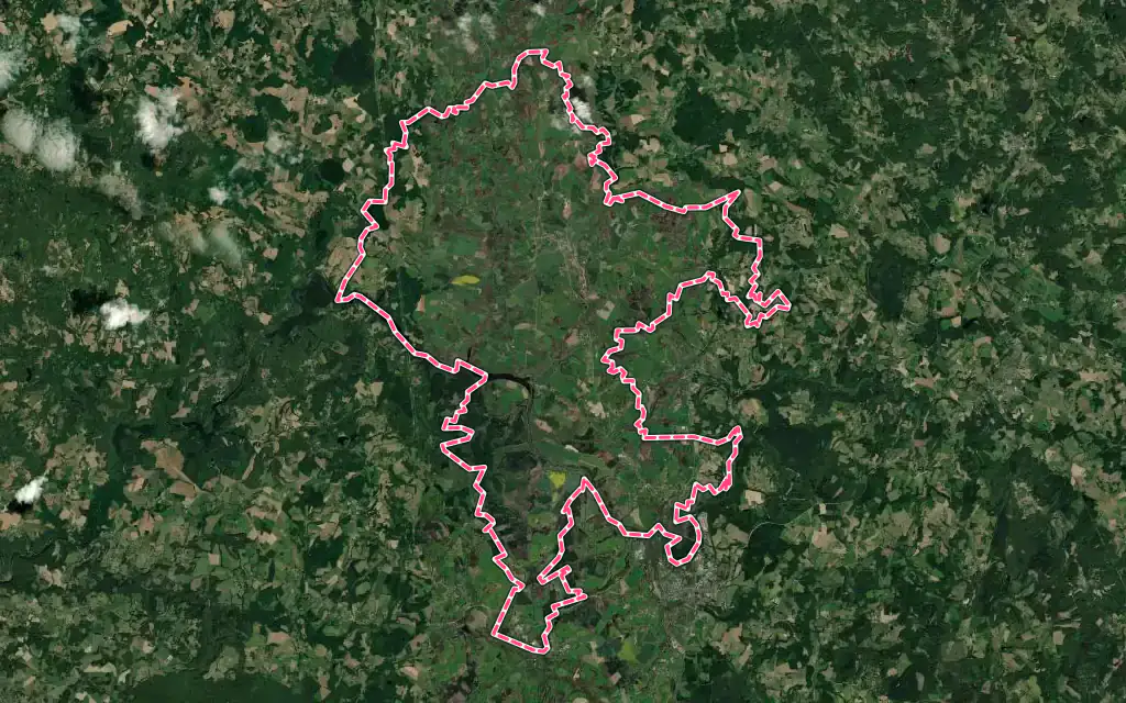 Vue satellite de Saint-Dizier-Masbaraud avec ses contours administratifs