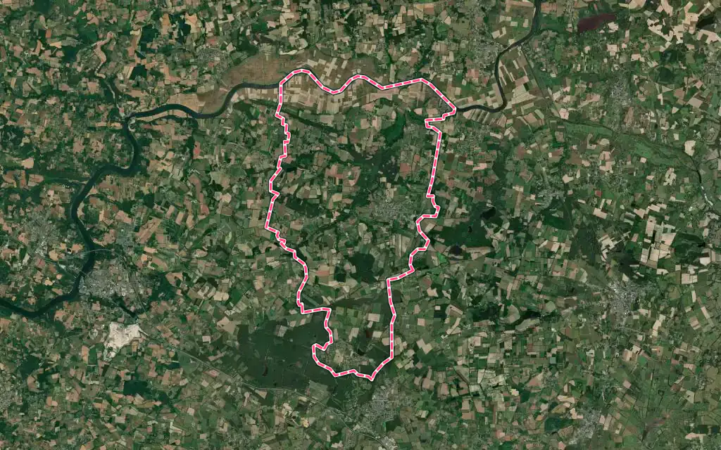Vue satellite de Saint-Dolay avec ses contours administratifs