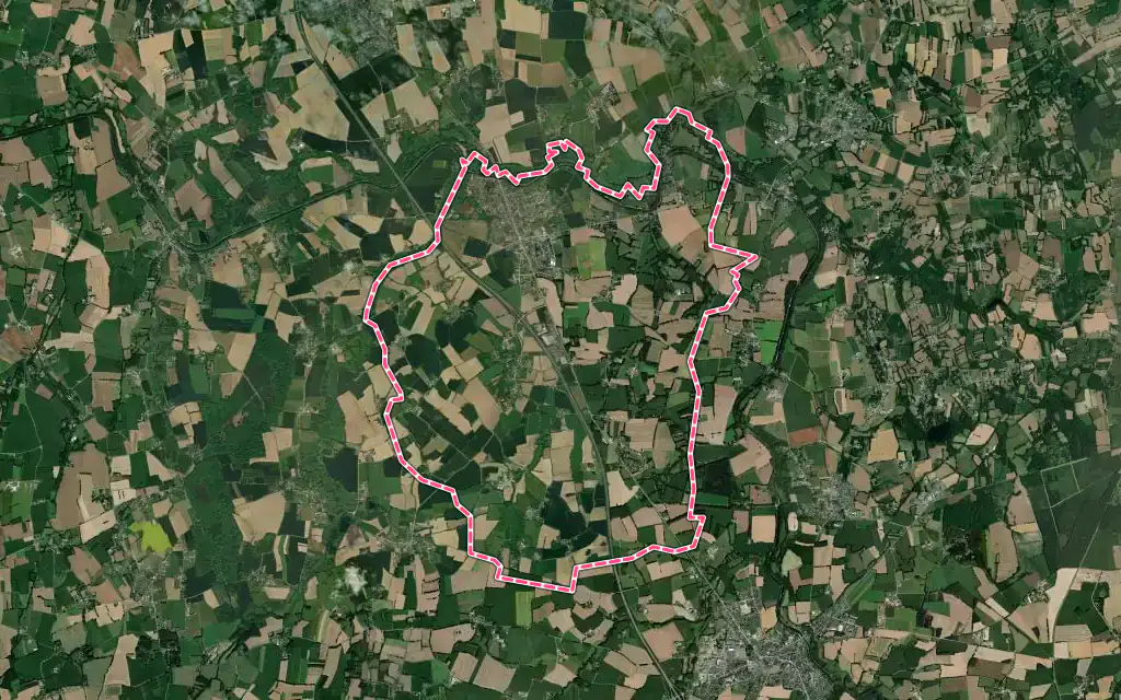 Vue satellite de Saint-Domineuc avec ses contours administratifs
