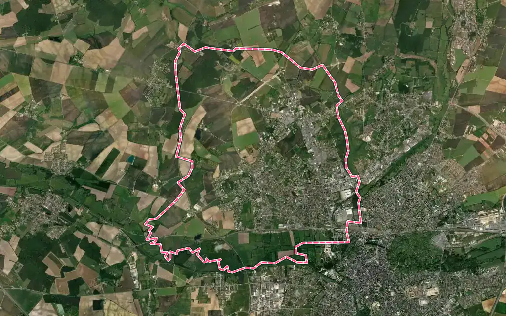 Vue satellite de Saint-Doulchard avec ses contours administratifs