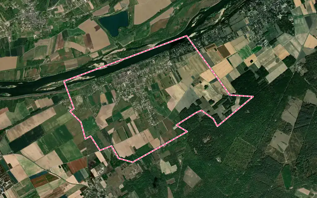 Vue satellite de Saint-Dyé-sur-Loire avec ses contours administratifs