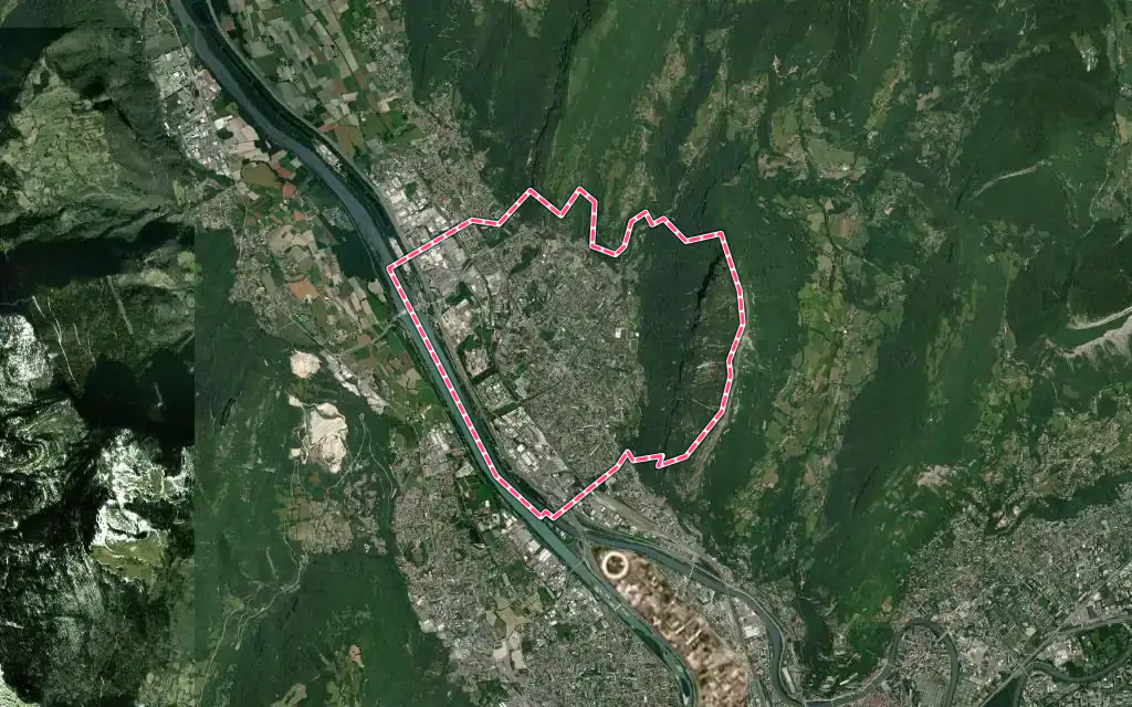 Vue satellite de Saint-Égrève avec ses contours administratifs