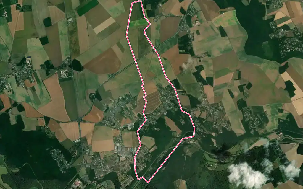 Vue satellite de Saint-Élier avec ses contours administratifs