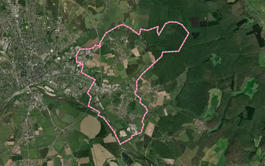 Vue satellite de Saint-Éloi avec ses contours administratifs