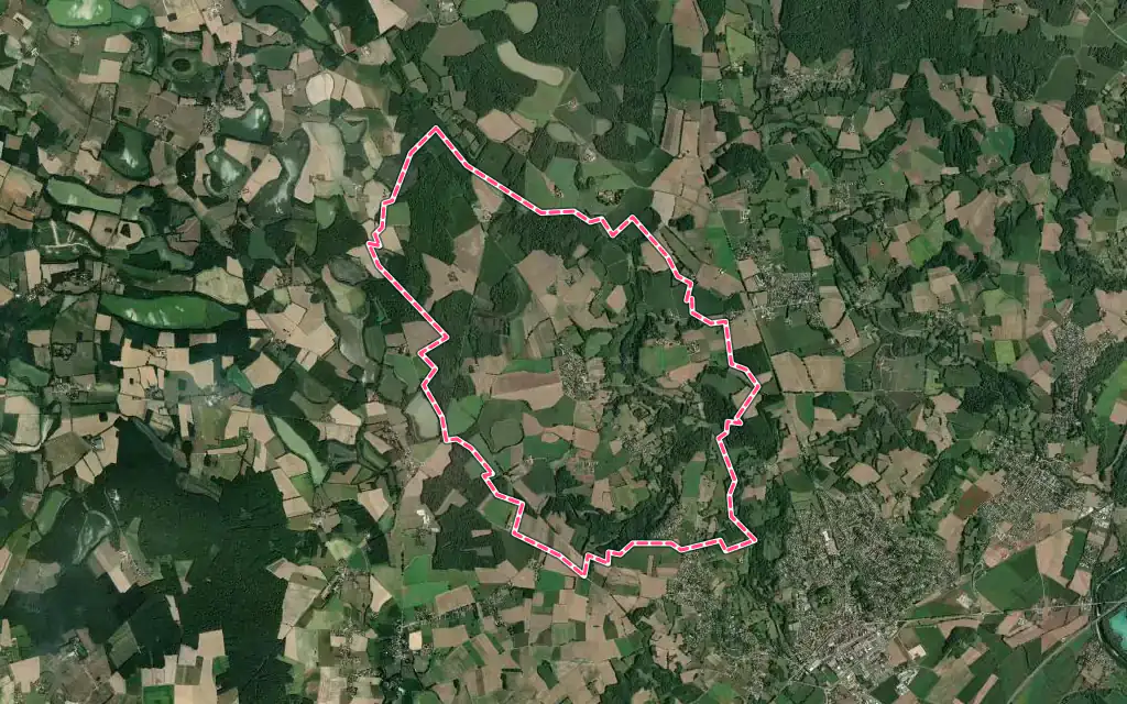Vue satellite de Saint-Éloi avec ses contours administratifs