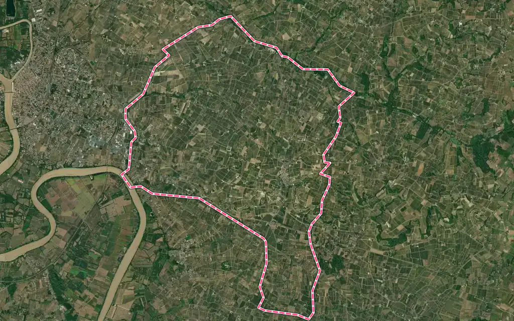Vue satellite de Saint-Émilion avec ses contours administratifs